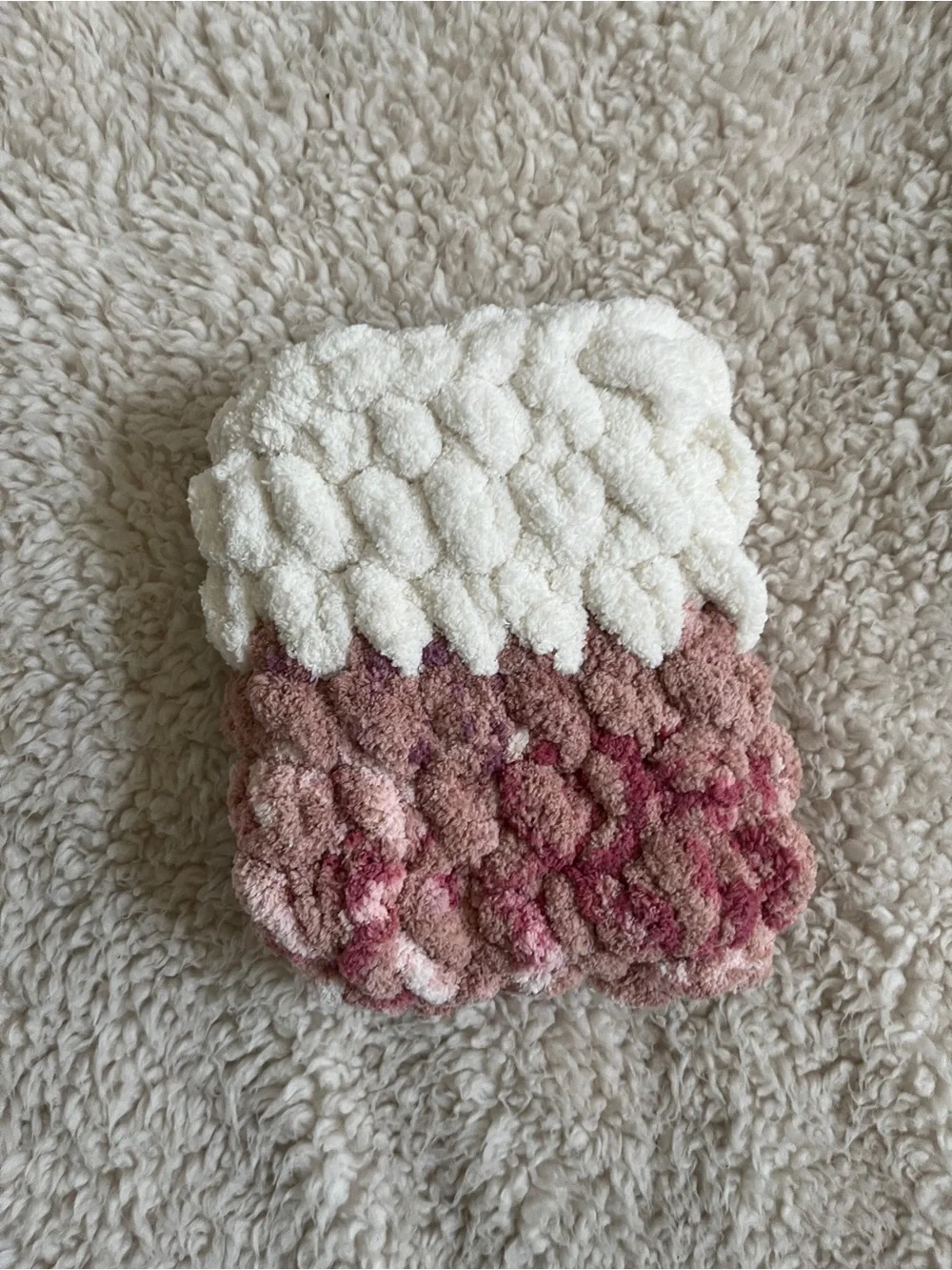 Chunky Two-Tone Cozy Kindle Sleeve - Cream & Dusty Rose